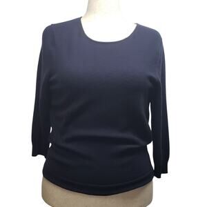 Talbots Cashmere Sweater XL – Deep Blue Pullover with Keyhole Soft Elegant
